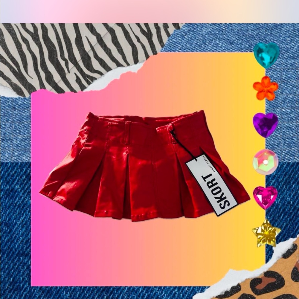 Cheeky Red Cherry Pleated Mini Skort